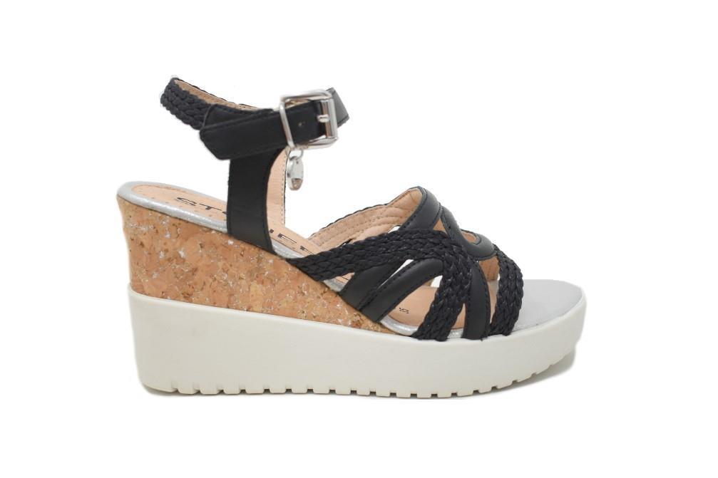Sandalias con cuña Stonefly ELY 13 LAMINATED 216063 en negro para mujer