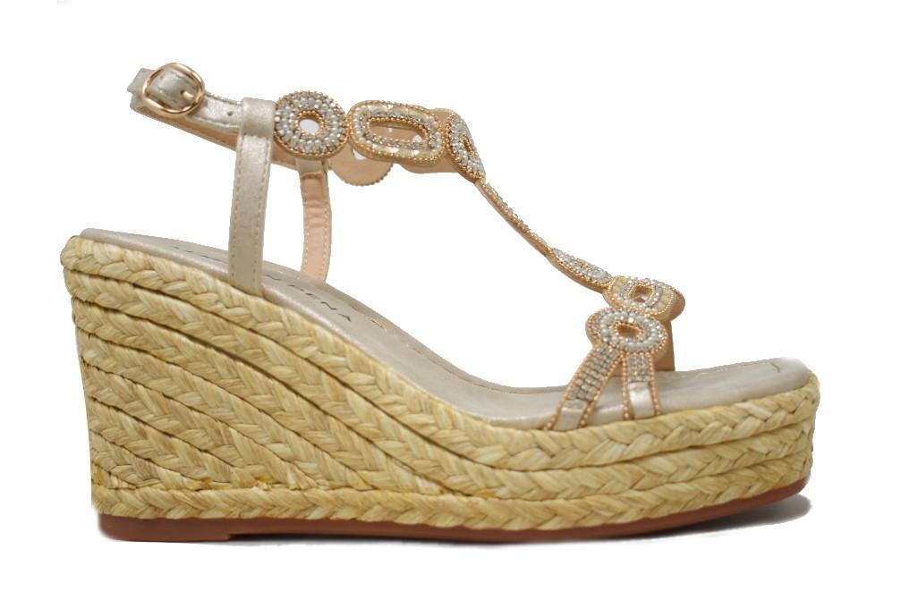 Sandalias con cuña Alma en pena V2551262 en oro para mujer