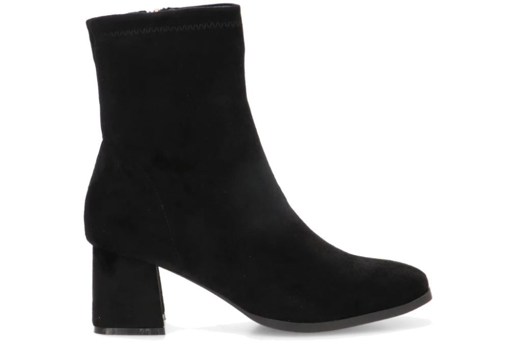 Botines de antelina Etika 32012 en negro con tacón medio