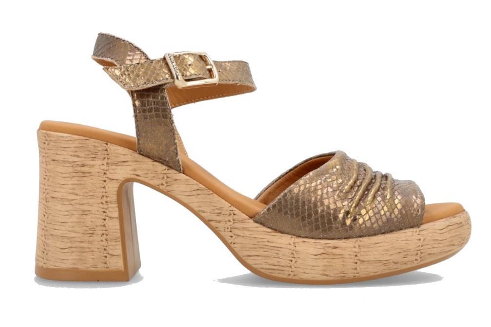 Sandalias con tacón Paula Urban 32-743 en bronce para mujer