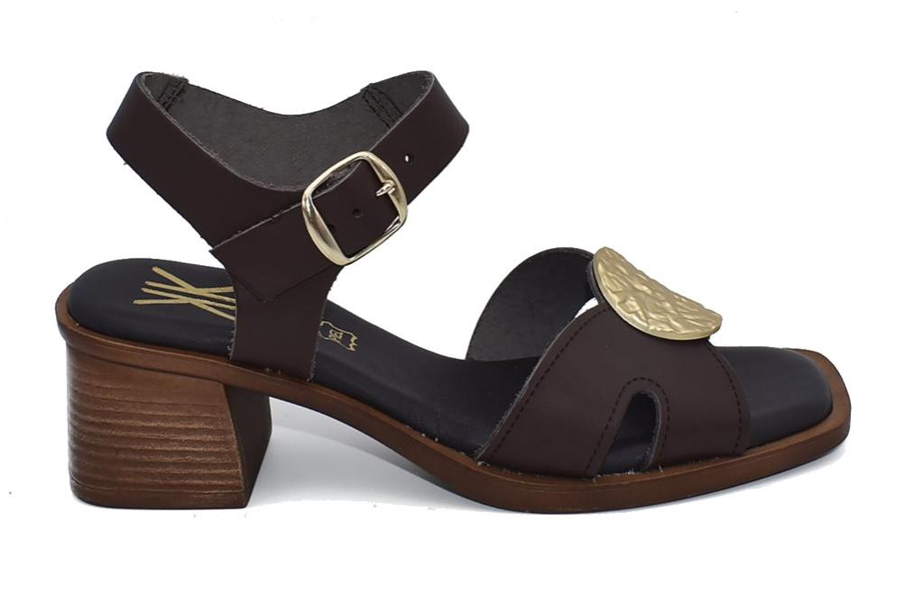 Sandalias de Tacón Cokketa 441 Marrón Mujer | Piel, Plantilla Gel y Máximo Confort