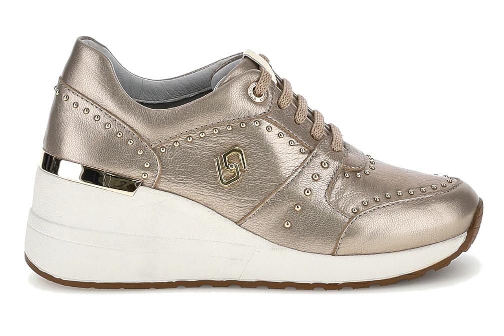 Zapatillas deportivas con cuña Stonefly 223596 Mina 4 en oro de piel laminada