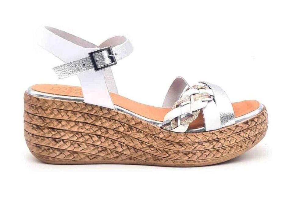 Sandalias con cuña Porronet Diana 3165 en blanco para mujer