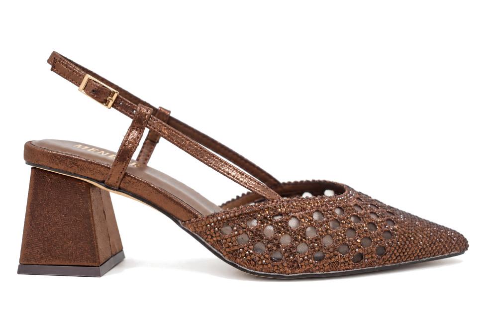 Zapatos de tacón ancho destalonados de fiesta Menbur BM749 bronce