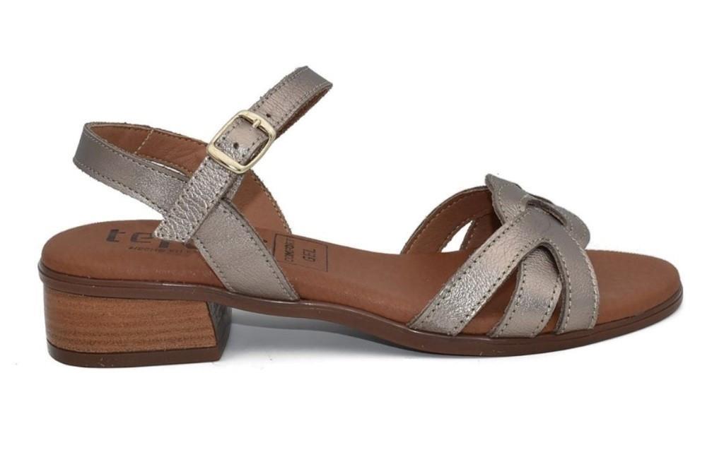 Sandalias con tacón Tekila S86 en titán para mujer