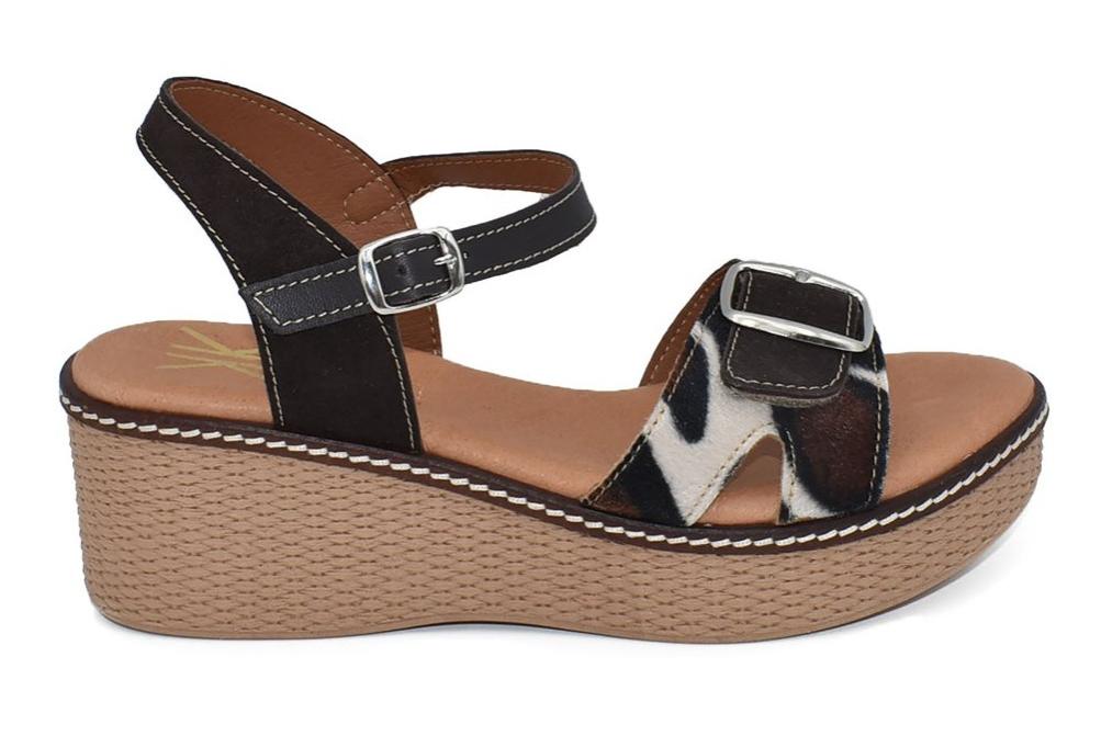 Sandalias con Cuña Cokketa 500 Animal Print Mujer | Piel, Plantilla Gel y Máximo Confort