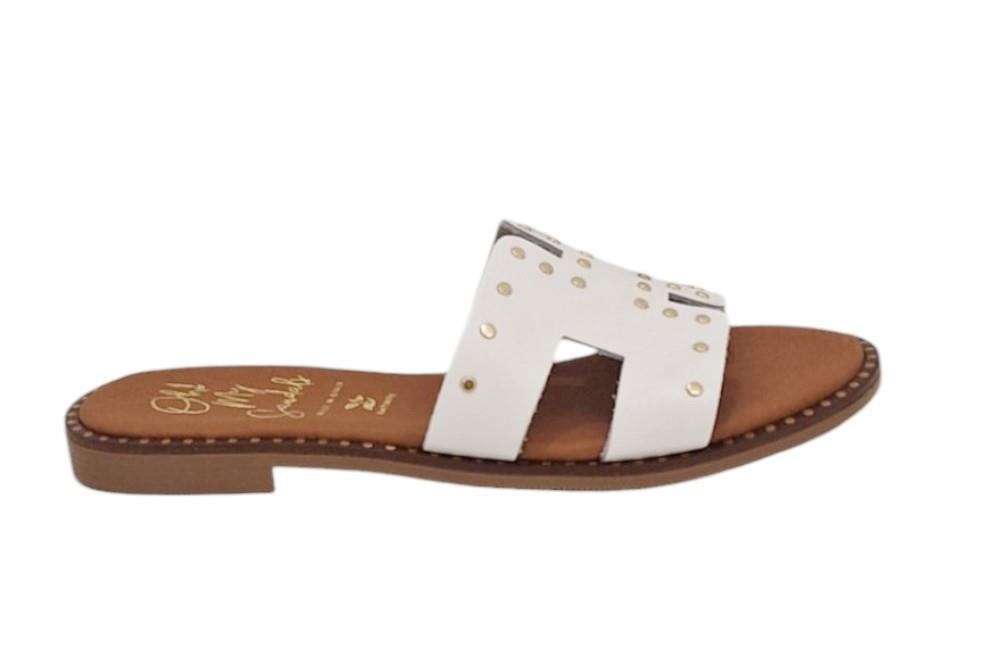 Sandalias planas Oh! My Sandals Erika 5576 en blanco para mujer