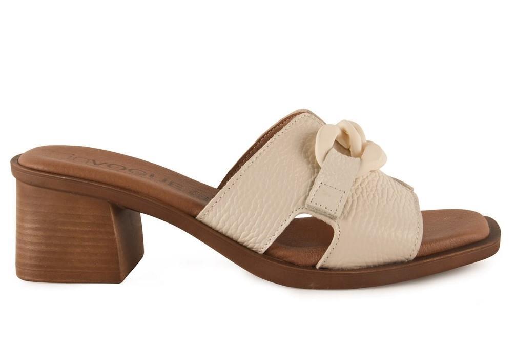 Sandalias con tacón InVogue S1047 en crema para mujer