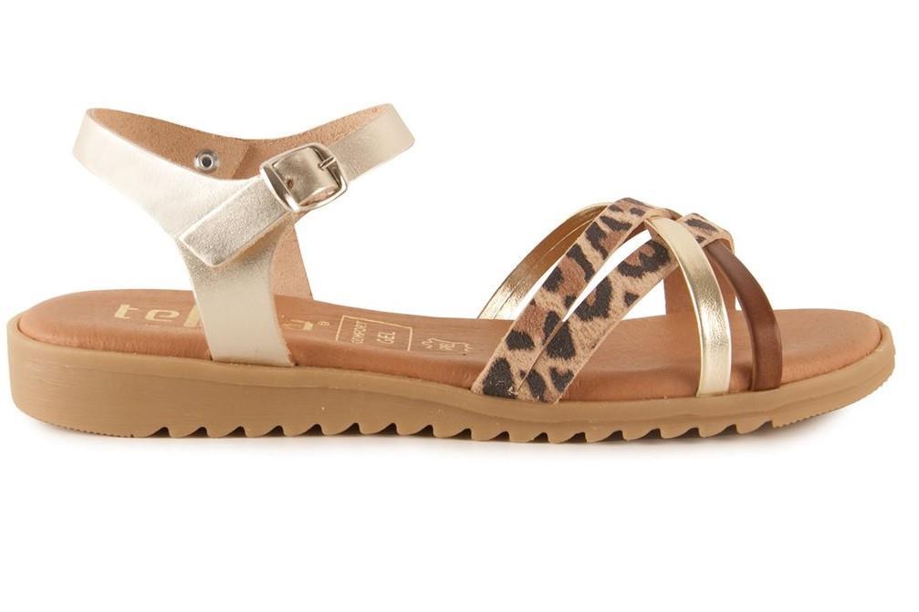 Sandalias planas Tekila 13153 en leopardo para mujer