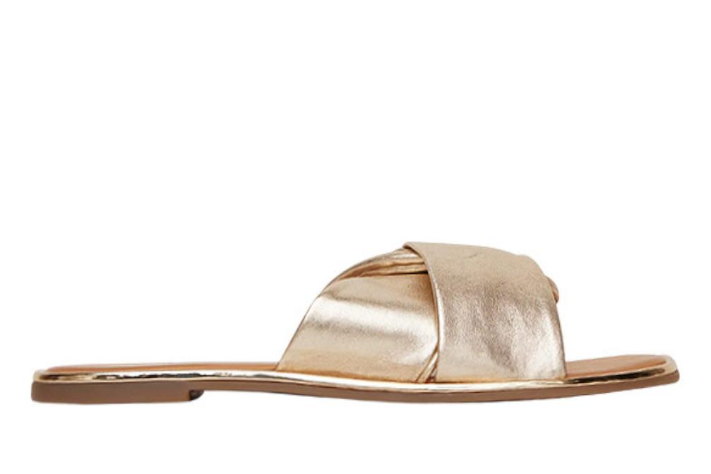 Sandalias Planas Gioseppo Whately 74308 Platino de Piel con Detalle Metalizado para Mujer