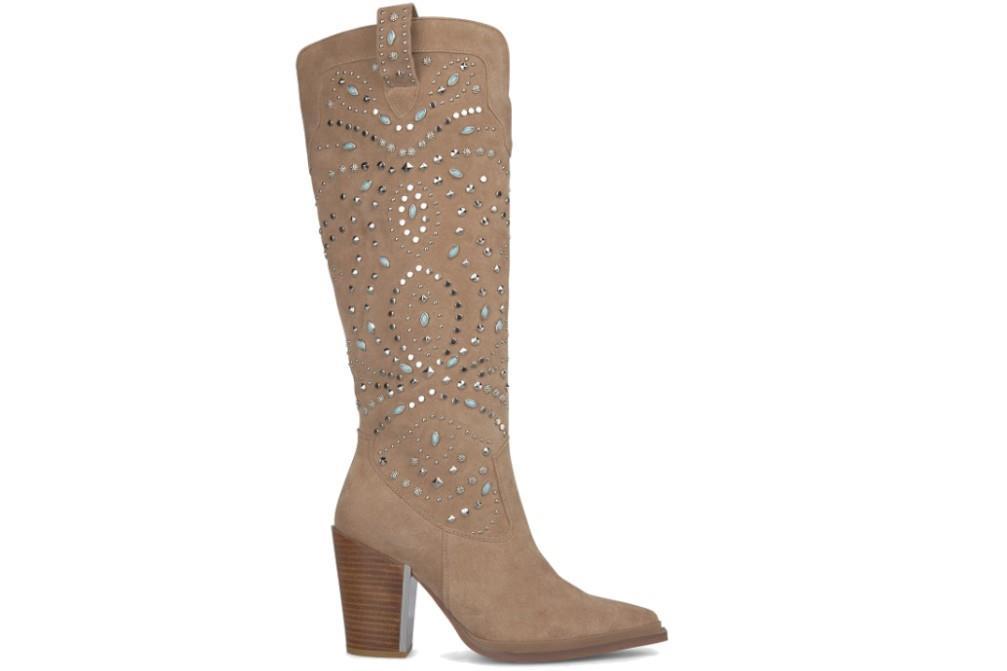 Botas altas cowboy con tachas Alma en pena I240559 en taupe