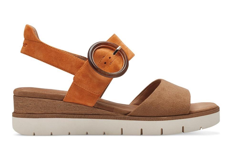 Sandalias con cuña Tamaris 28206 en camel para mujer
