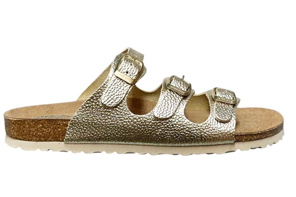 Sandalias planas Inter Bios 7231 en platino para mujer