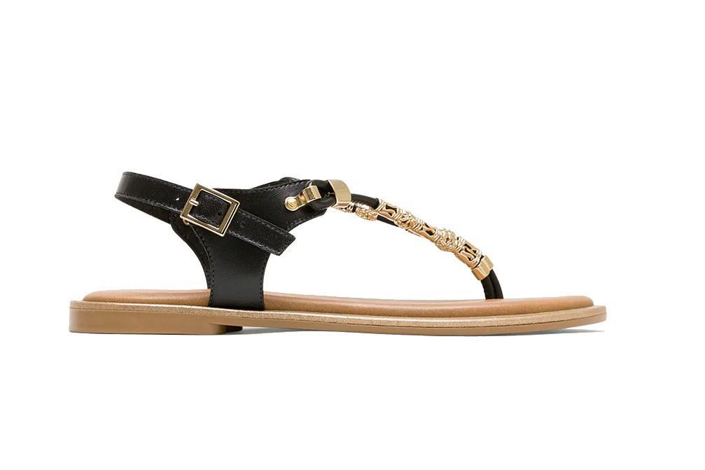 Sandalias planas de dedo Estela 3112 en negro