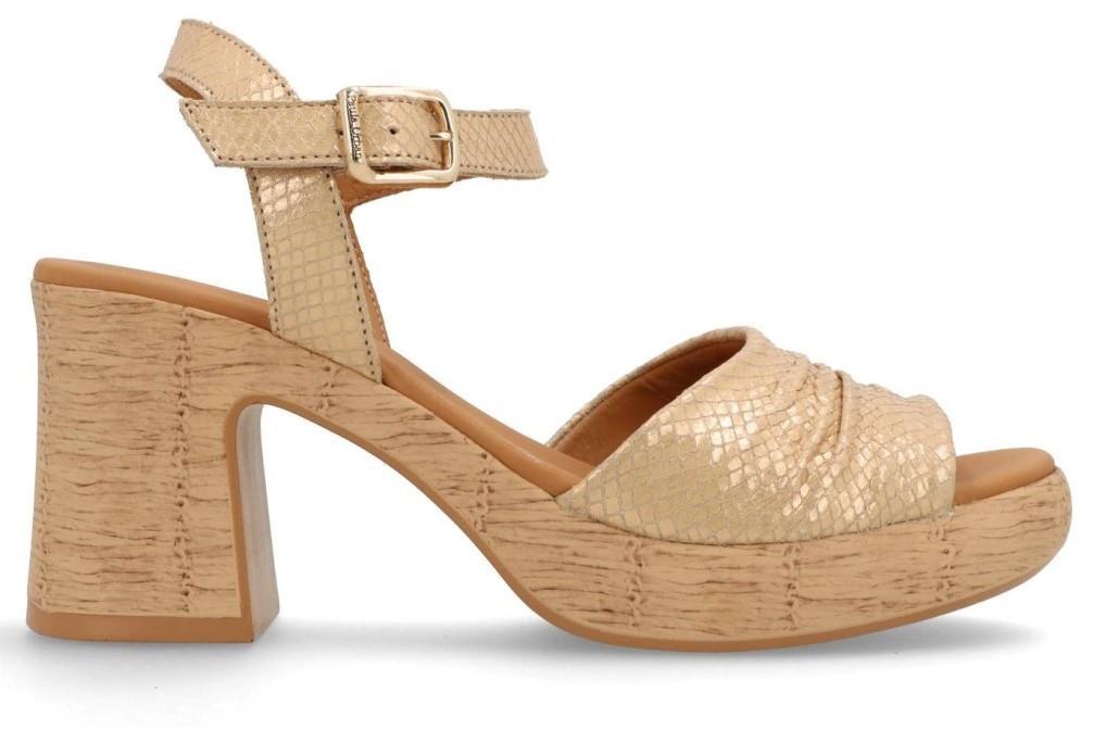 Sandalias con tacón Paula Urban 32-743 en platino para mujer
