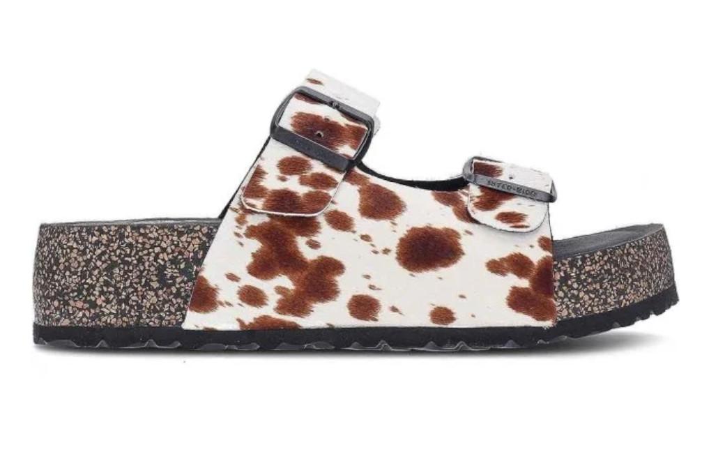 Sandalias Interbios 2000 Montana Salt Pepper para Mujer | Sandalias Bio Animal Print con Plataforma Anatómica