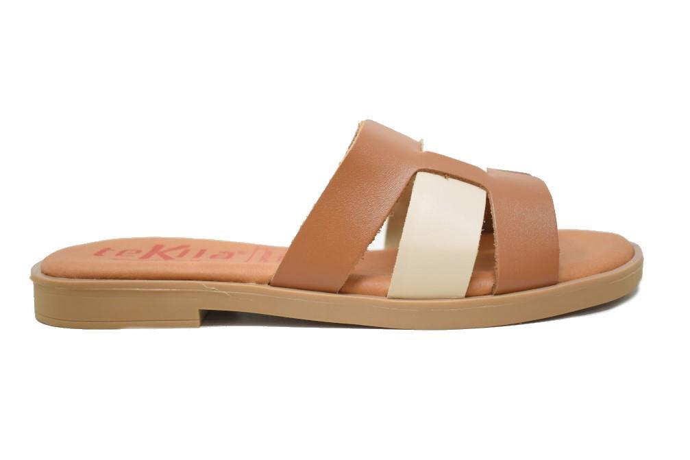Sandalias de pala planas Tekila 144 en cuero para mujer
