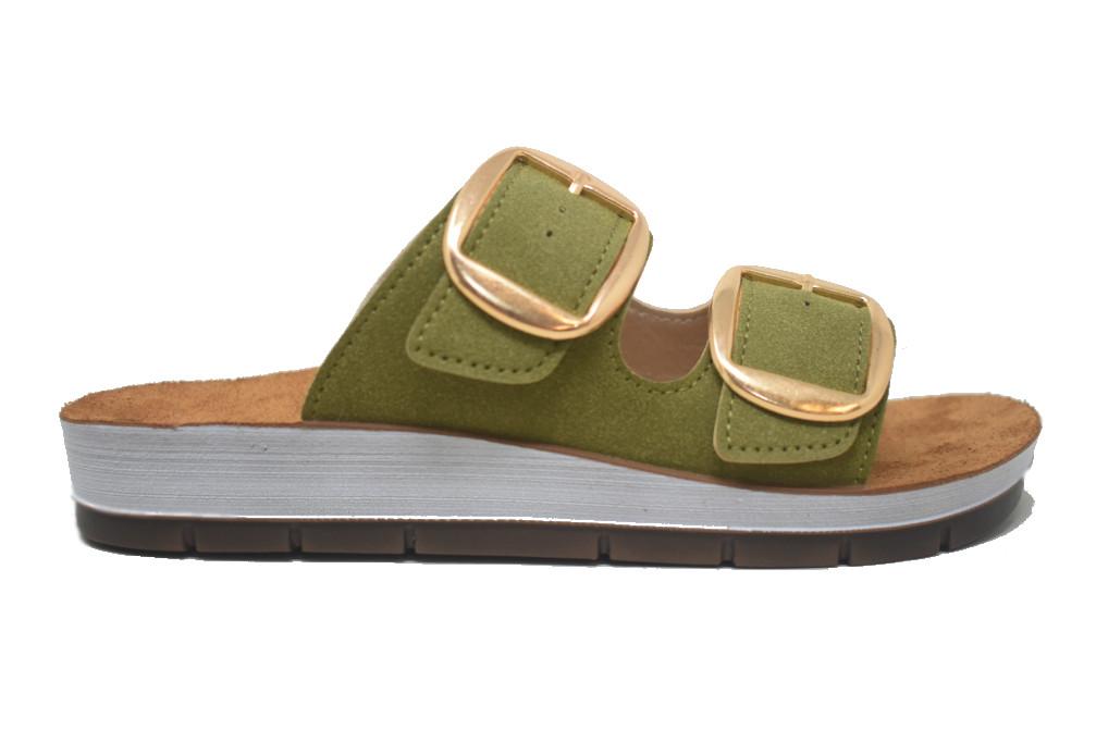 Sandalia estilo bio tipo chancla Inblu CP000061 verde para mujer con planta de piel