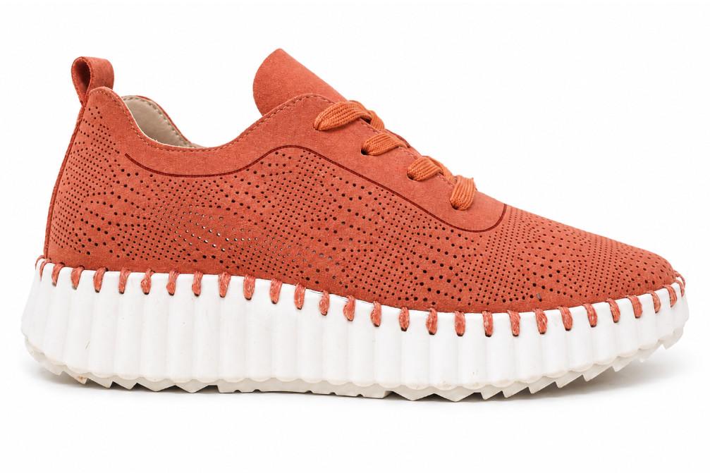 Zapatillas deportivas mujer Walk & Fly Astrid 9837K rojas | Sneakers cómodas con cuña
