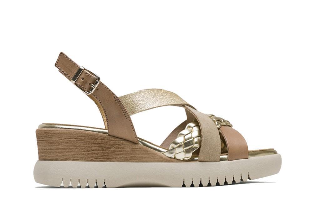 Sandalias con cuña Porronet Bárbara en taupe para mujer