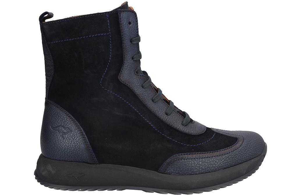 Botines deportivos Kangaroos 1164-4 de serraje marino metalizado con cordones