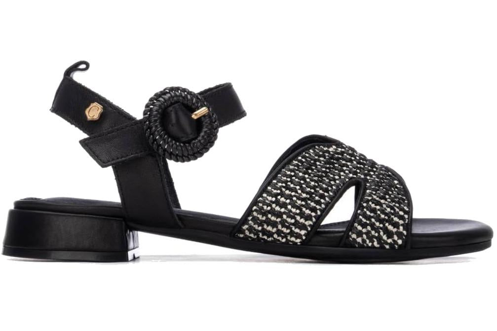 Sandalias planas Carmela 163273 negro para Mujer | Diseño Trenzado Tipo Rafia y Suela Antideslizante