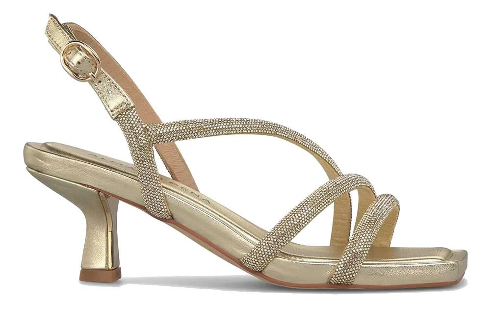 Sandalias de tacón bajo Alma en Pena V265001con tiras cruzadas y pedrería - Sandalias de fiesta
