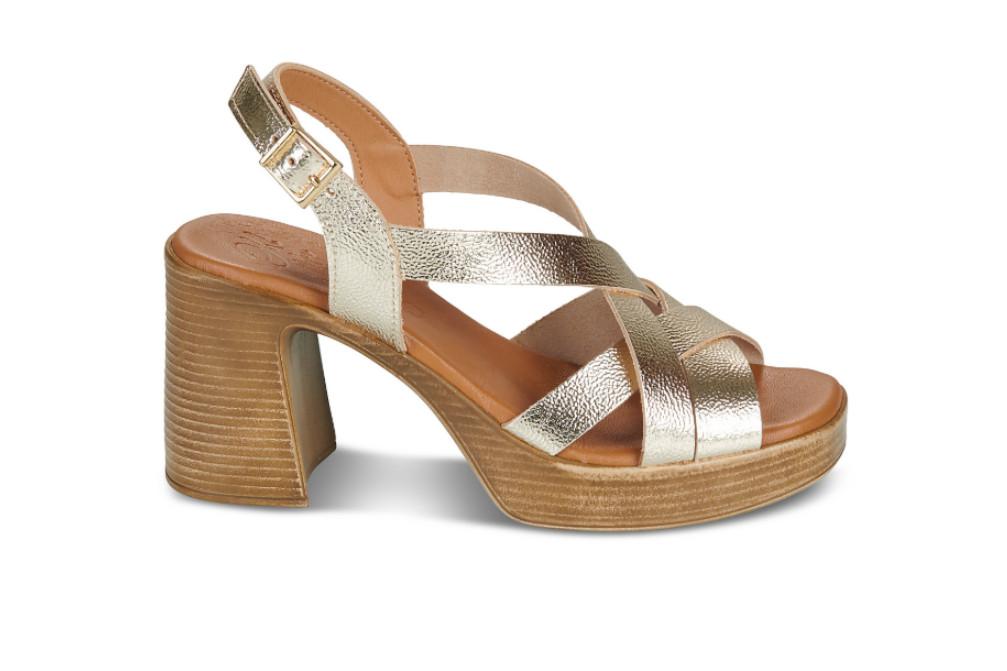 Sandalias de tacón Oh! My Sandals 5938 Dorado para mujer – Sandalias de fiesta y tacón Ancho
