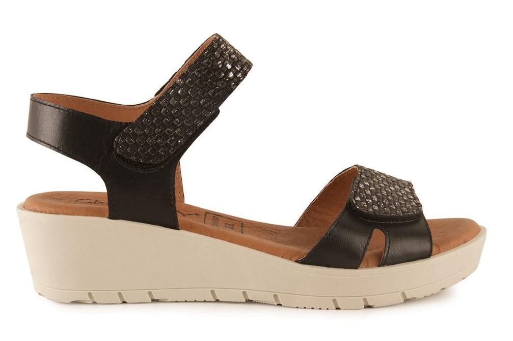 Sandalias con cuña Chamby 899 en negro para mujer