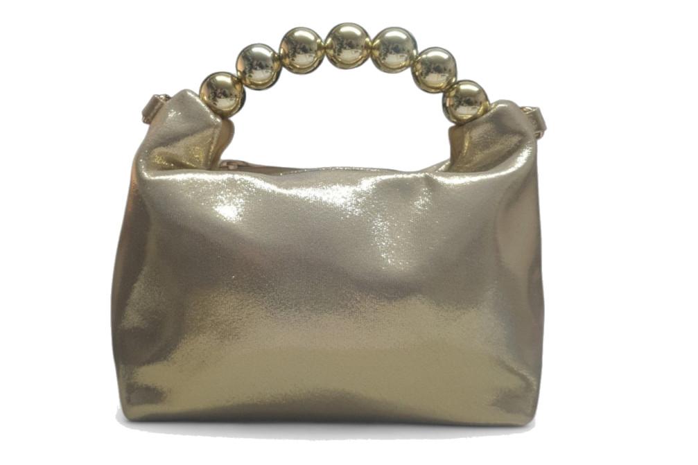 Bolso de Fiesta Menbur AMB0400 Oro con Asa de Bolas, Cadena y Cierre para Mujer