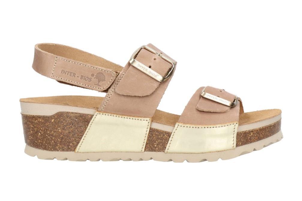 Sandalias con cuña bio Interbios 5812 en platino para mujer