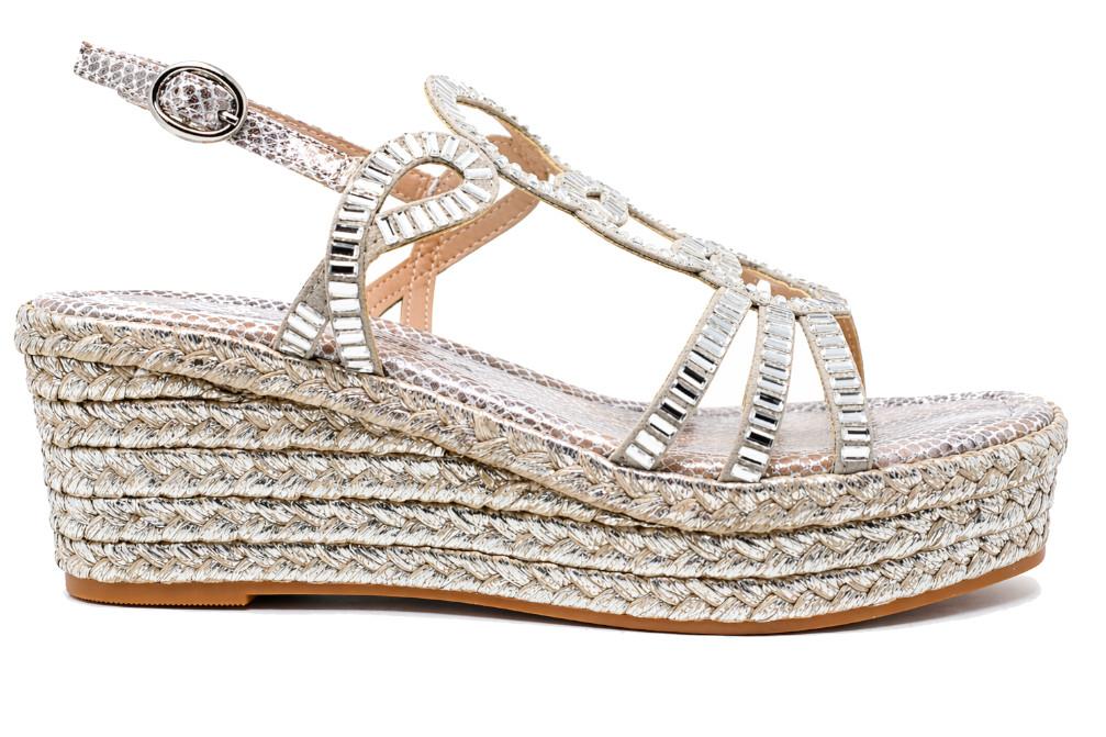 Sandalias con cuña media Alma en Pena para mujer de esparto