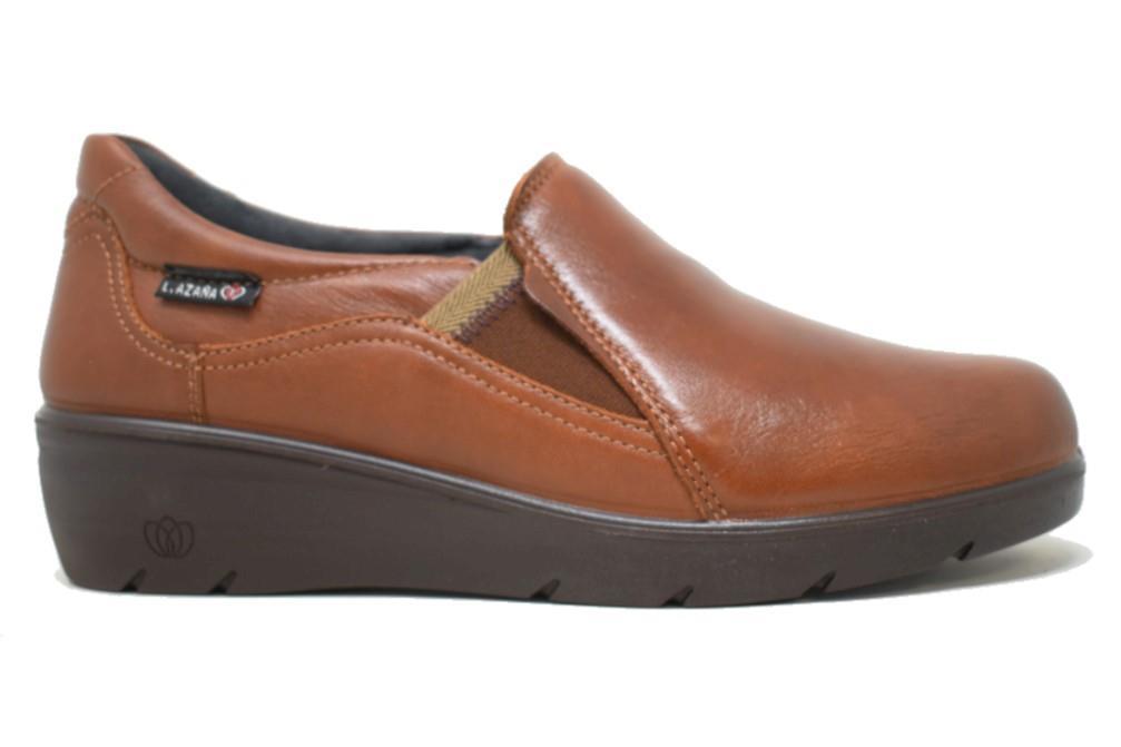 Mocasines con cuña Laura Azaña LA26801 en cuero para mujer