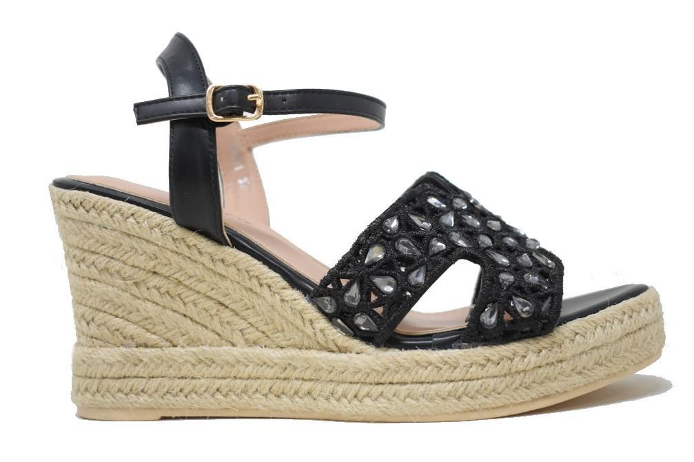 Alpargatas con cuña Isteria 25001 en negro para mujer