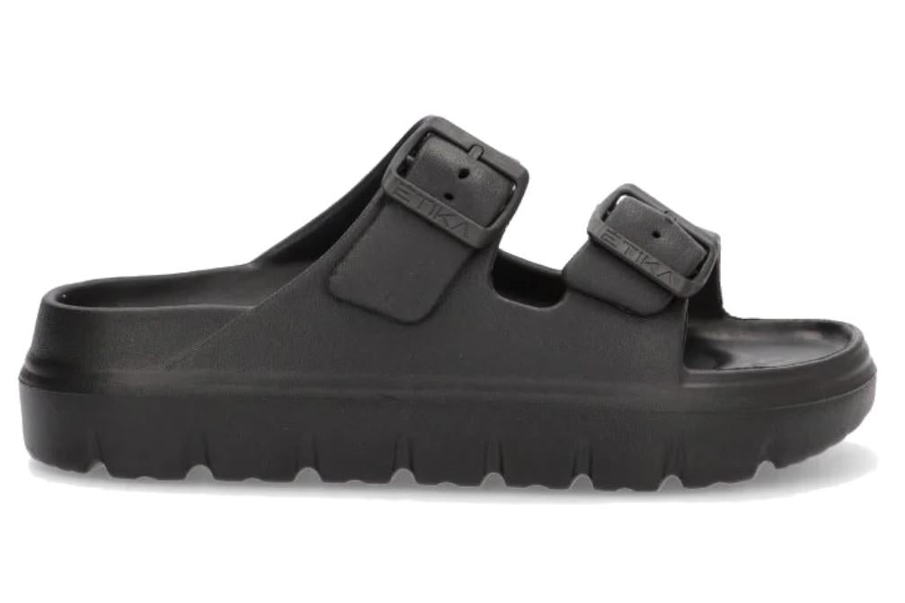 Sandalias Bio de Goma ETIKA SKIROS 10075 Negras para Mujer con Doble Piso - Chanclas de piscina