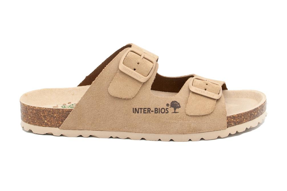 Sandalias Planas Interbios 7600 Beige para Mujer | Sandalias Anatómicas de Piel con Suela Flexible