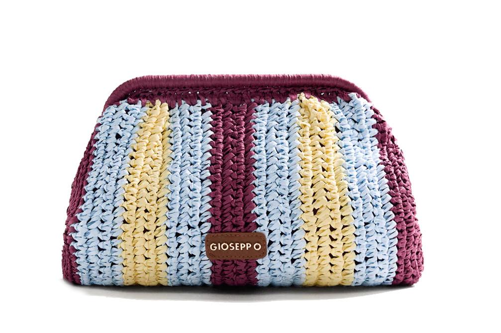 Bolso de Mano Gioseppo Matunda 78138 Burdeos Trenzado con Rayas y Asa Extraíble