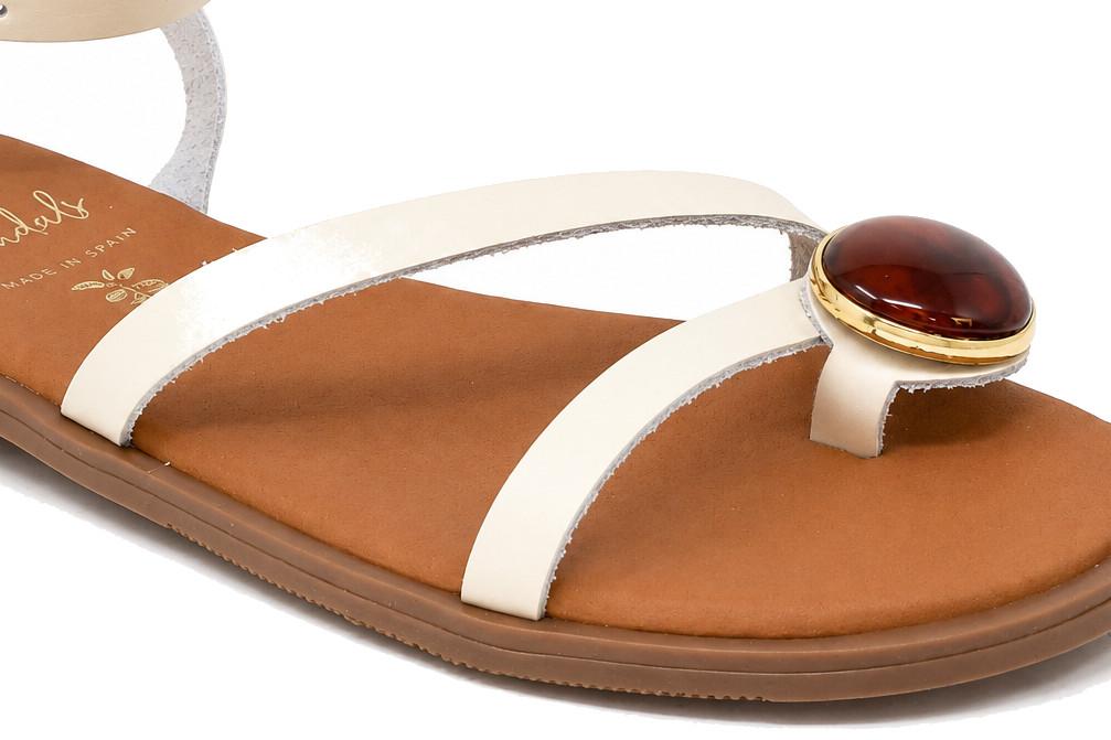 Sandalia plana de dedo Oh! My Sandals 5855 Hielo para mujer de piel