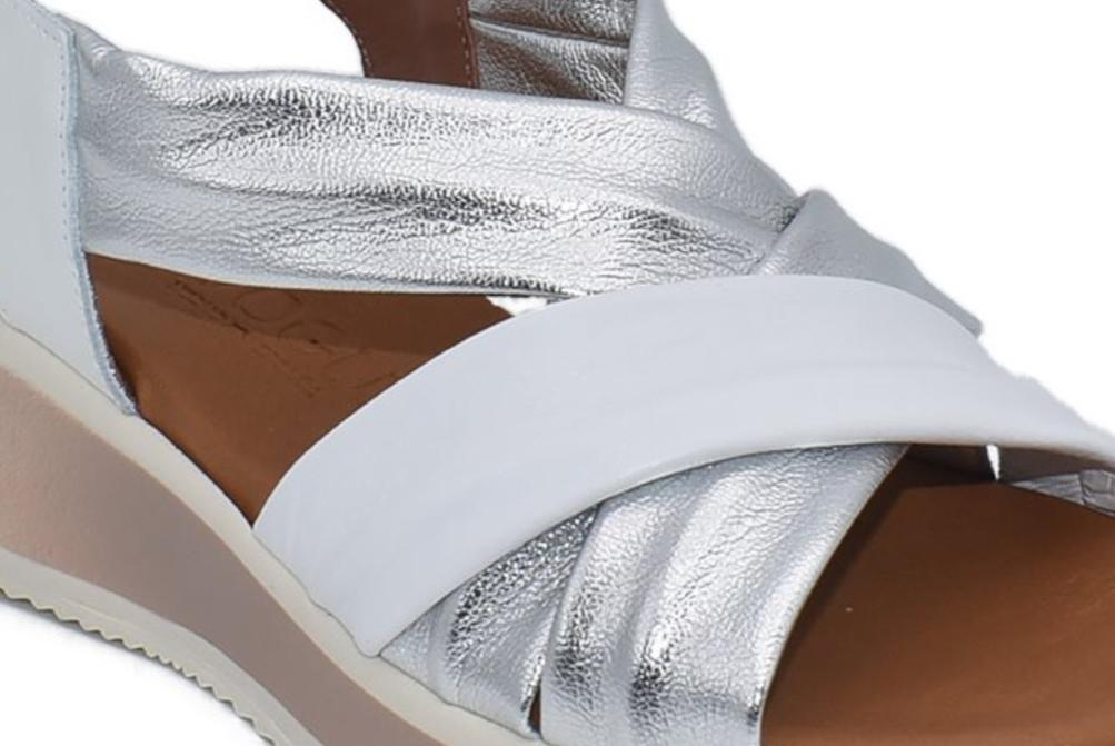 Sandalias con Cuña Media InVogue 6059 blanco Mujer | Piel, Plantilla Gel y Máximo Confort