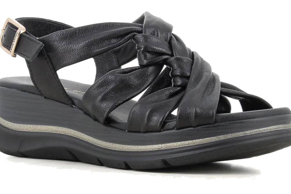 Sandalia Mujer Paula Urban Sunset 35-2051 Negra con Plataforma Baja y Plantilla Gel