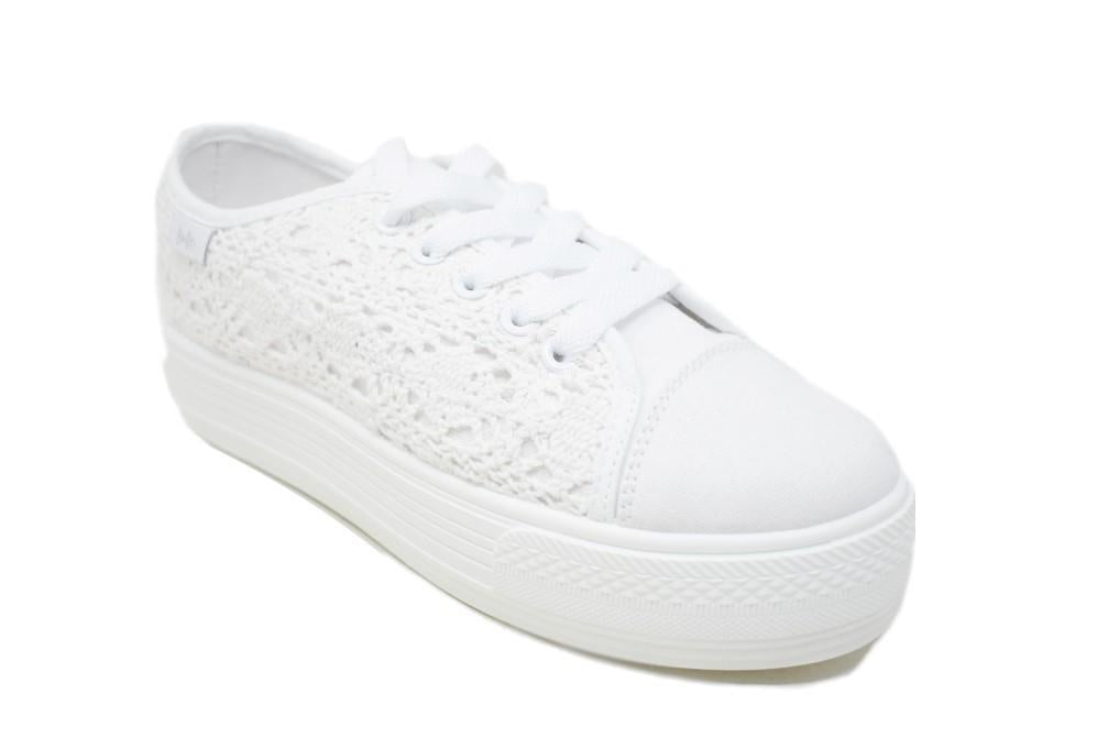 Zapatillas de ganchillo W0306 en blanco para mujer