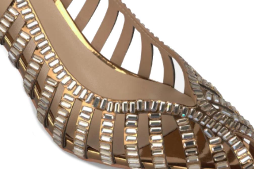 Zapatos de tacón salón metalizado con rejilla para mujer Alma en Pena V261811 – Zapatos de fiesta destalonados