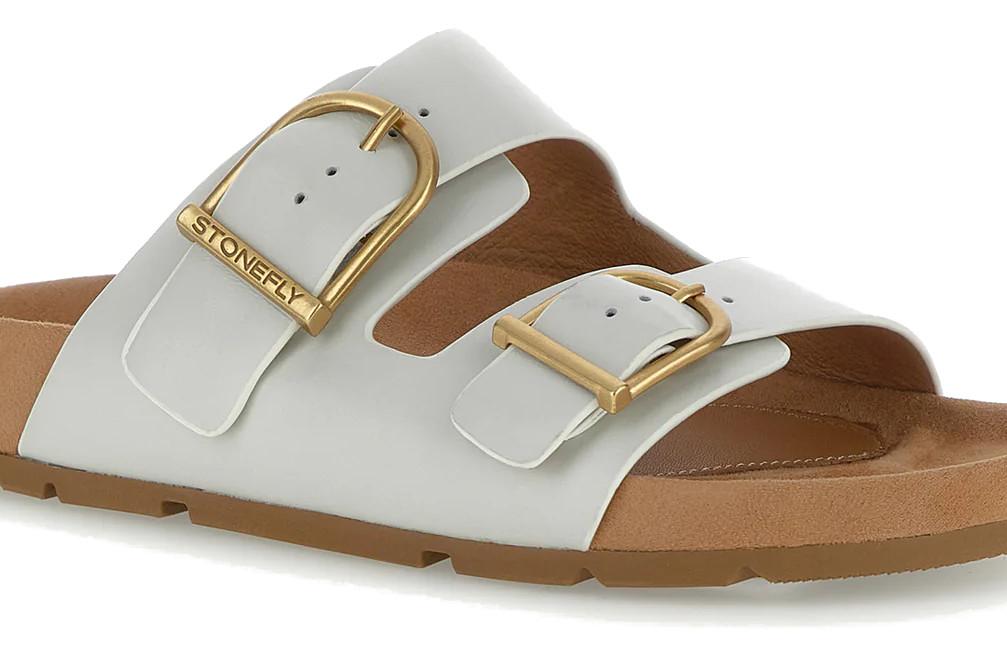 Sandalias planas Stonefly Sibil W 4 Blanco 222419 para Mujer en Piel de Becerro | Comodidad y Elegancia
