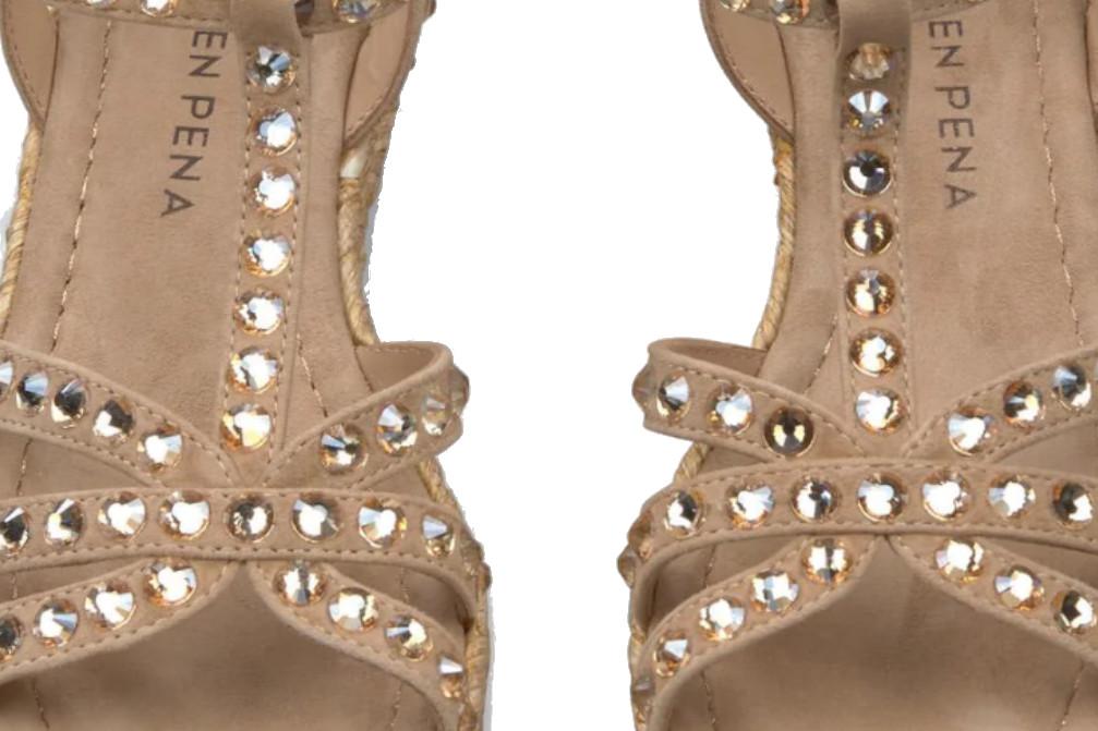 Sandalias de Cuña Alma en Pena V2650753 Siena en arena de mujer con Pedrería