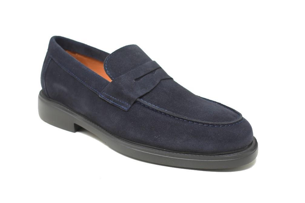 Mocasín para hombre de serraje azul