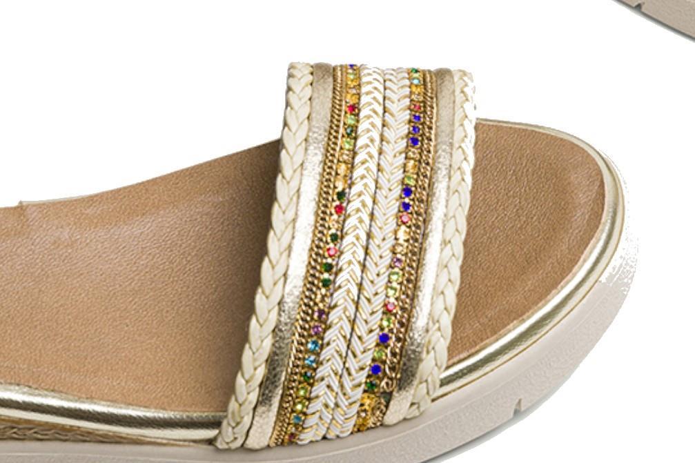 Sandalias planas Porronet Clara 3148 en oro para mujer