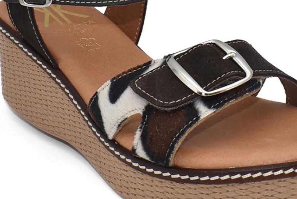 Sandalias con Cuña Cokketa 500 Animal Print Mujer | Piel, Plantilla Gel y Máximo Confort