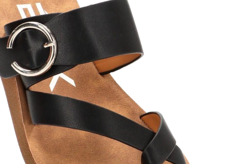 Sandalia plana ETIKA 10128 en negro para mujer | Sandalia con Hebilla
