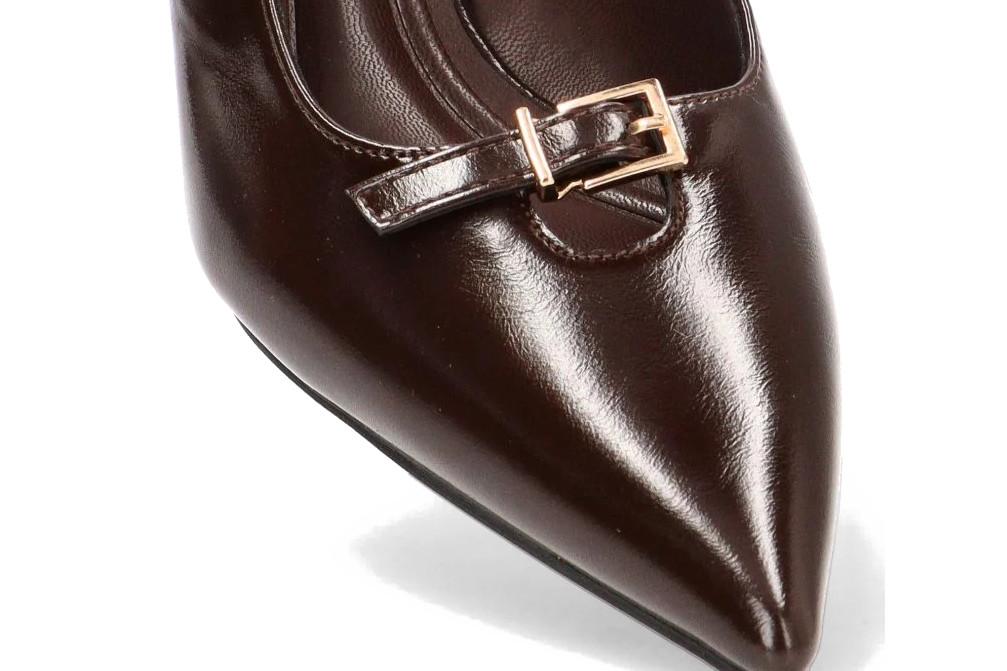 Zapatos destalonados de tacón medio Etika Bossa 63327 en café- Zapatos de fiesta con lazo