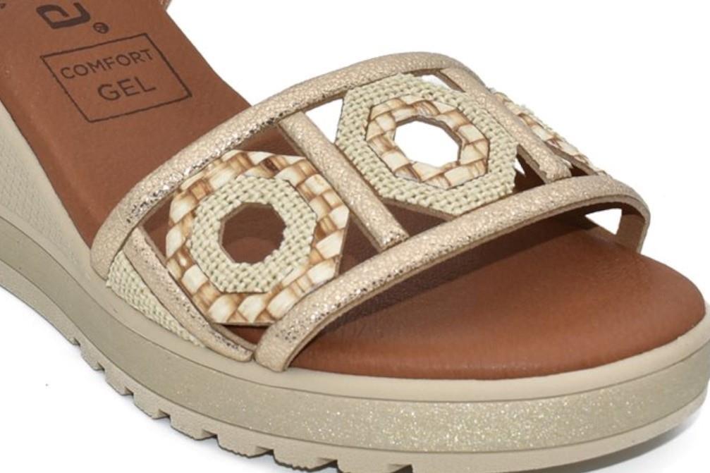 Sandalias con cuña Tekila S-1105 en platino para mujer